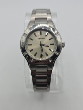 Tourneau Silver-Tone Ladies Bracelet Watch with Crystal Accents